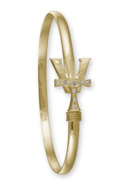 14K Gold Vermont  Hook Bracelet with Diamond Accents - 4mm Band - 7 Inch