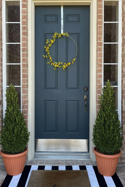 Modern Yellow Forsythia Spring Hoop Wreath