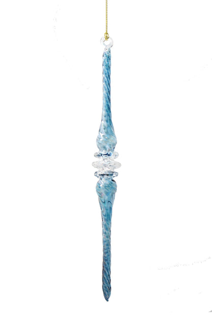 Frosted Blue Swirl Spire Ornament