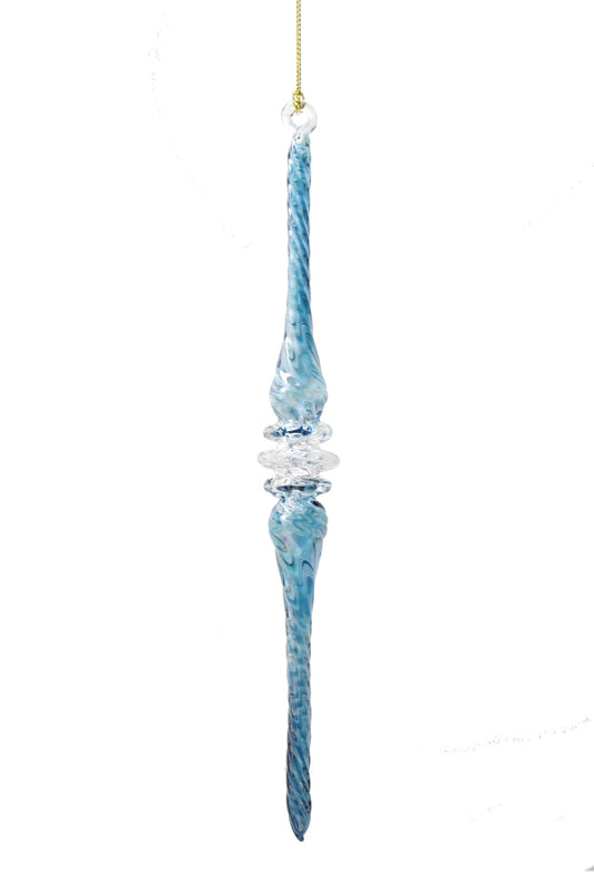 Frosted Blue Swirl Spire Ornament