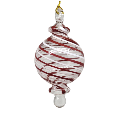 Candy Cane Stripe Blown Glass Ornament - Ball