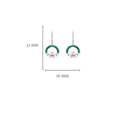 Green Malachite Sterling Silver Claddagh Drop Earrings