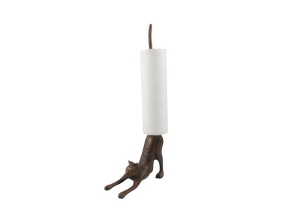 Rustic Copper Cast Iron Yoga Cat Kitchen Paper Towel Holder 19""