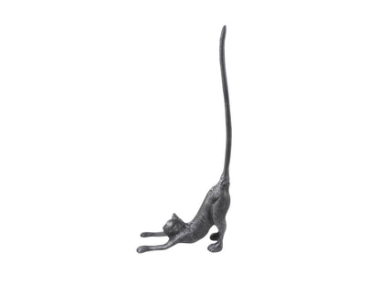 Rustic Silver Cast Iron Yoga Cat Kitchen Paper Towel Holder 19""