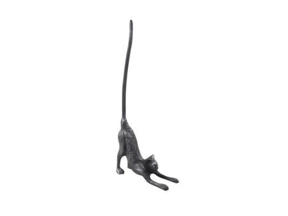 Rustic Silver Cast Iron Yoga Cat Bathroom Extra Toilet Paper Stand 19""