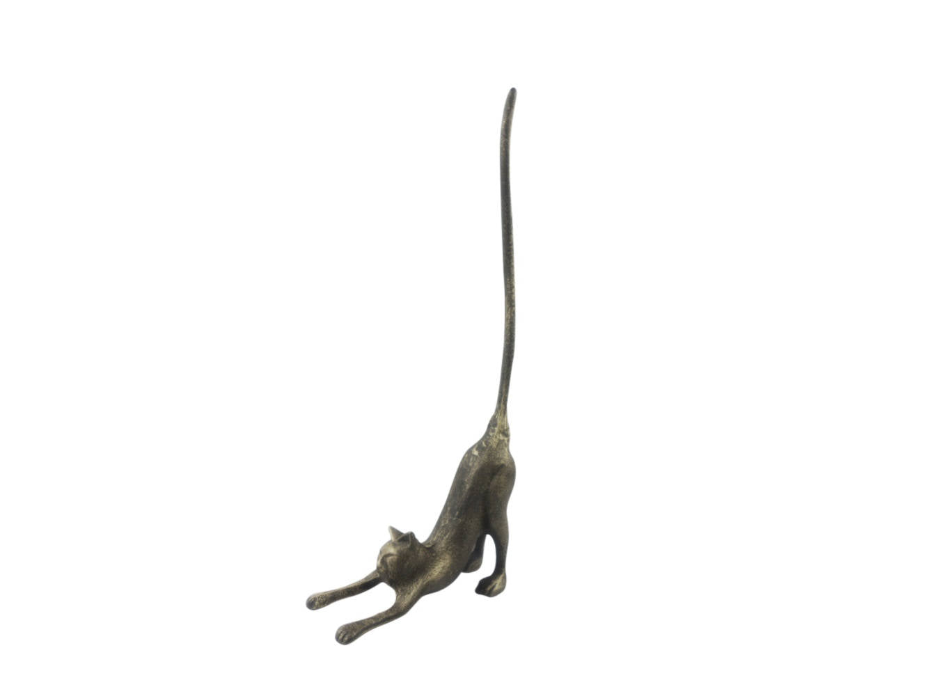 Rustic Gold Cast Iron Yoga Cat Kitchen Paper Towel Holder 19""