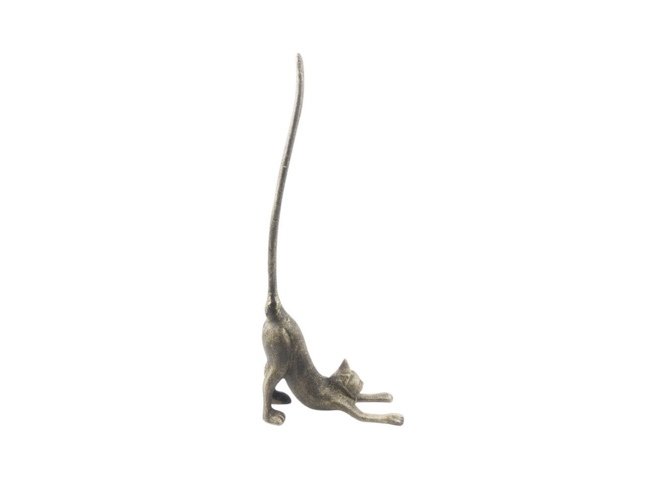 Rustic Gold Cast Iron Yoga Cat Kitchen Paper Towel Holder 19""
