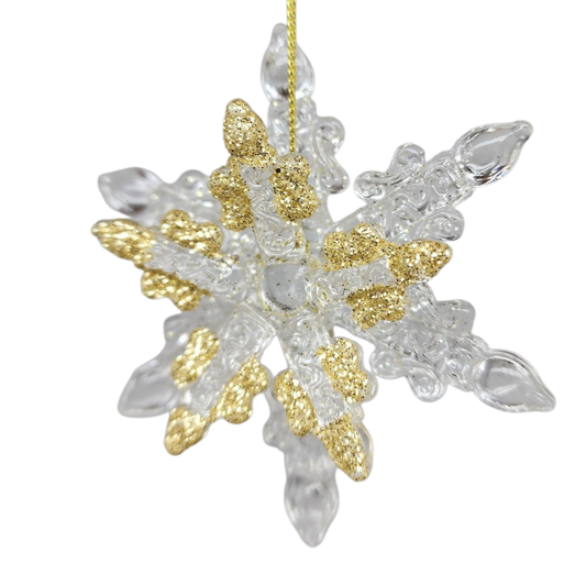Spunglass Ornament - Gold Snowflake
