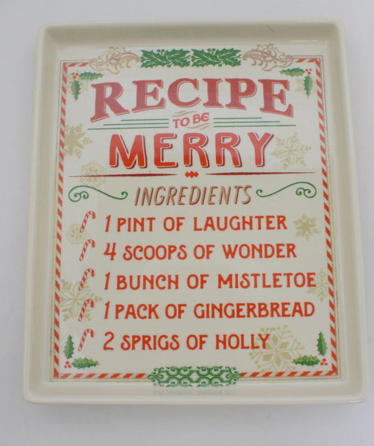 Stoneware Recipe Plate - Be Merry